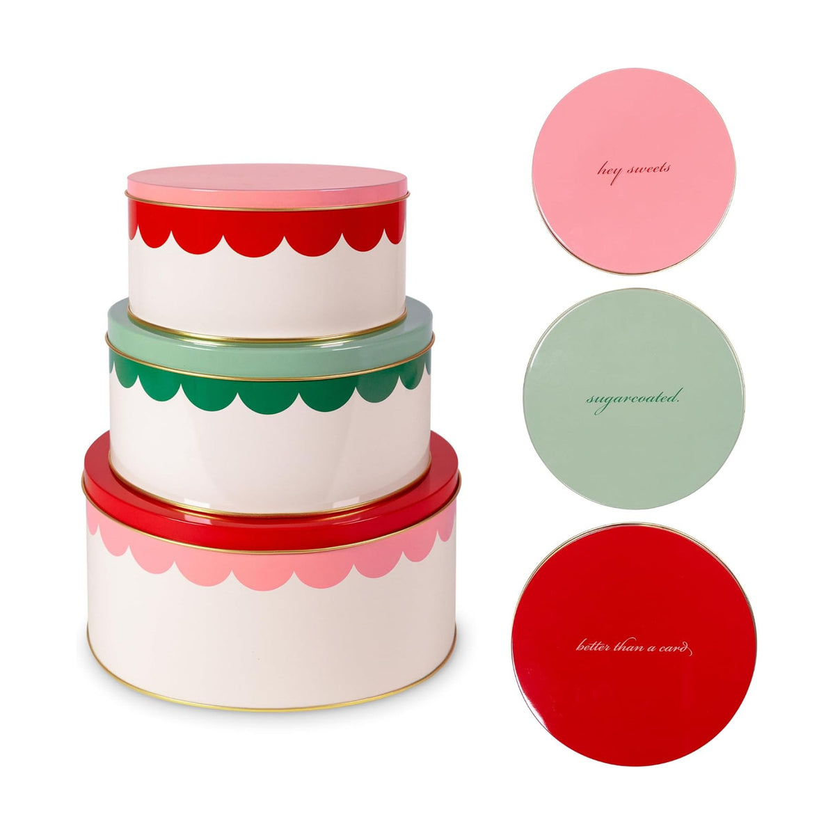 kate spade new york Round Cookie Tin Set of 3, Hey Sweets