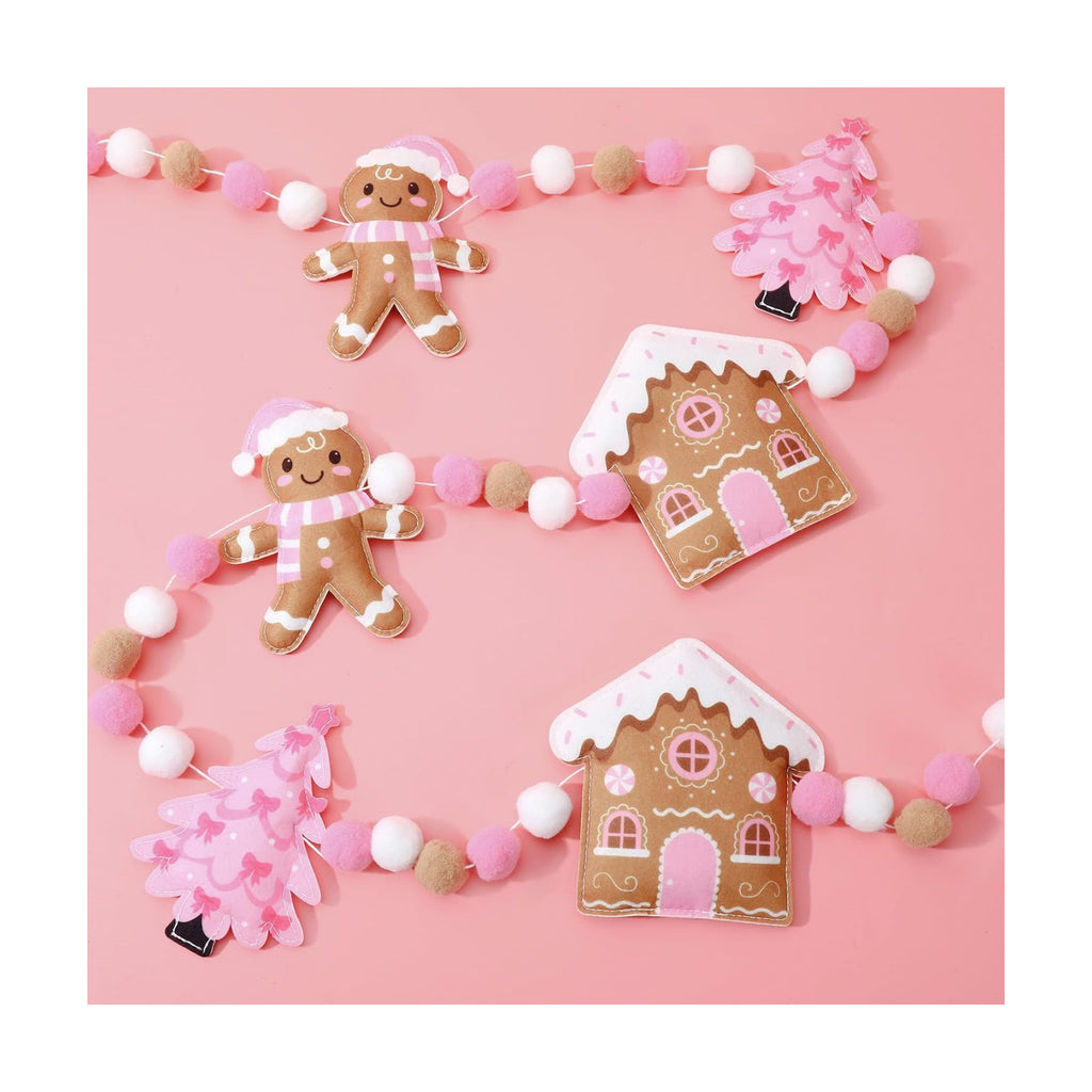 Jansun 8.2 Ft Pink Christmas 3D Felt Garland