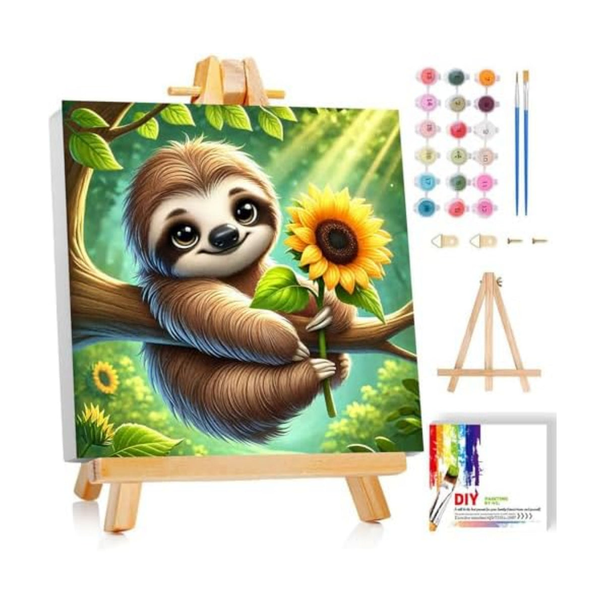 Gemozaic Sloth Paint by Numbers Kit for Kids Ages 8-12 with Frame & Easel