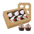 50-Set Cupcake Boxes Bulk with Clear Display Window Hold 6 Standard Cupcakes, Disposable Food Grade Brown Cupcake Carrier Cupcake Container, Perfect for Cupcakes Muffins Cookies Pastries