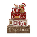 Moucuny 4 Pcs Christmas Table Decor Wooden Gingerbread Cocoa Block Signs