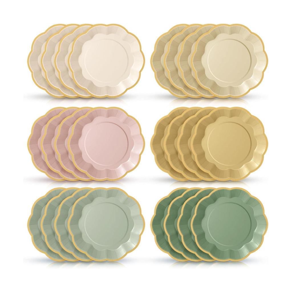 72 Pcs Pink and Green Paper Plates 9 Inch Disposable