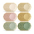 72 Pcs Pink and Green Paper Plates 9 Inch Disposable