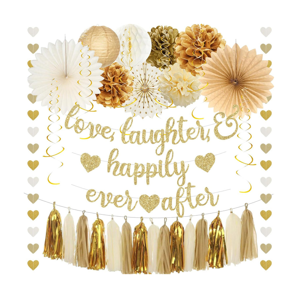 Roetyce Gold Engagement Decorations, Love Laughter & Happily Ever After