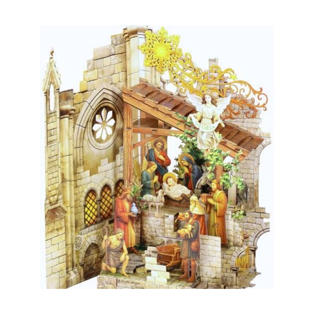 Pop up Christmas Cards Nativity, Holy Night Nativity, 3D Elegant Religious Card with Envelope for Holiday, Manger Scene, Angel, Jesus Christ, Holy Family,Handcrafted Decoration, Merry Christmas Gift