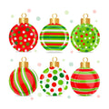 Whaline 60 Pcs Christmas Ball Paper Plates Dinner Plates 9 Inch Red Green Dots Stripe Christmas Ball Shape Disposable Plates for Xmas Winter Holiday Party Table Decor Supplies