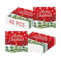 40 Pcs Merry Christmas Napkins - 13 Inch Christmas Cocktail Napkins Bulk, 3-Ply Red Disposable Xmas Tree Snowflakes Paper Hand Towels Tableware Set for Xmas Party Table Decorations Supplies Favors