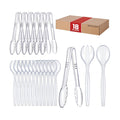 Mwellewm Plastic Serving Utensils Set Disposable Tongs Spoons for Buffet