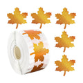 500Pcs Fall Thanksgiving Leaf Stickers Gold Maple Leaf Decals 1in Holographic Self Adhesive Label Stickers Roll for Autumn Party Cards Seal Envelopes Supplies Decorations