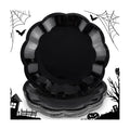NatNarr 30 Pcs Black Paper Plates, 9 Inch Scalloped Halloween Dinner Plate