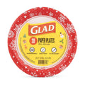 Glad Disposable Paper Plates, Holiday Red Snowflake, 10 Inch, 20 Count