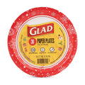 Glad Disposable Paper Plates, Holiday Red Snowflake, 7 Inch, 30 Count