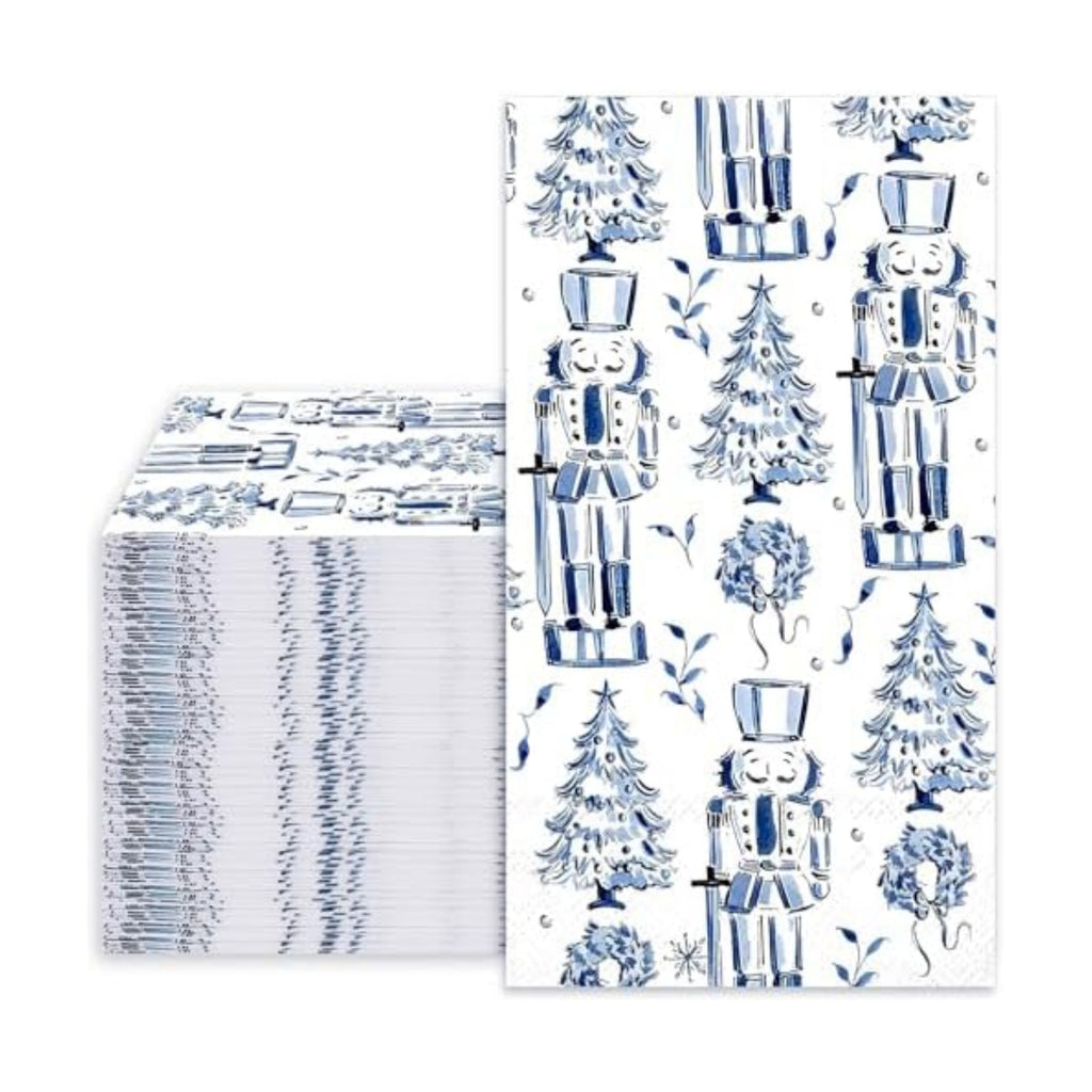 Whaline 40 Pcs Christmas Guest Napkins Disposable Paper Napkin Chinoiserie Nutcracker Dinner Hand Napkins for Xmas Kitchen Home Bathroom Party Supplies Table Decor
