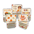 Thanksgiving 8x6 Disposable Aluminum Foil Pans with Lids 40 Pack, Turkey Pumpkins Maple Leaf Small Cake Pans, Food Containers for Baking, Cooking, Roasting, Heating or Steam Table