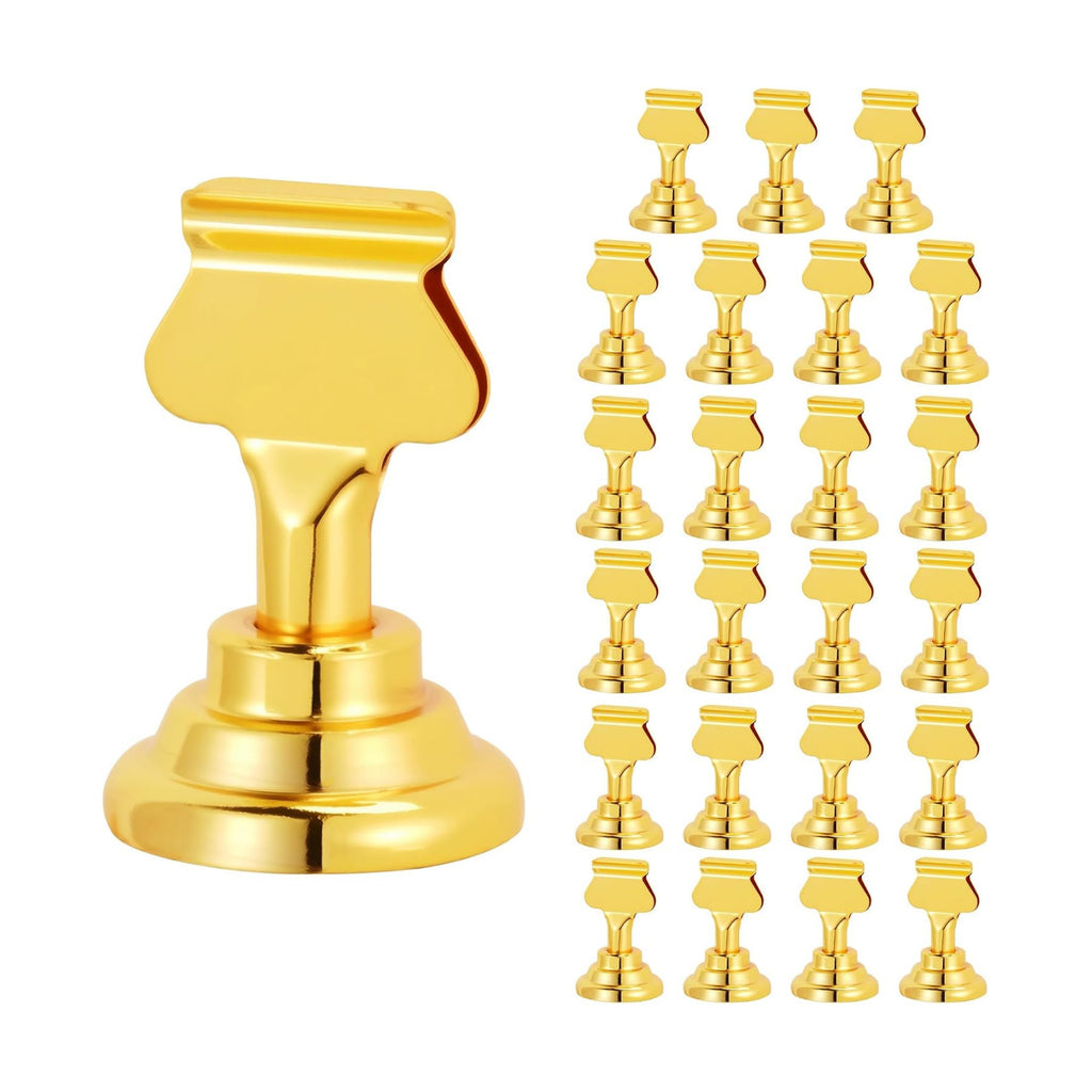 ERYTLLY 24 PK Place Card Holders 1.7 inches Table Card Holder Steel Card Holders for Weddings,Birthdays,Photos, Memo Notes, Restaurants (Gold 24PK)