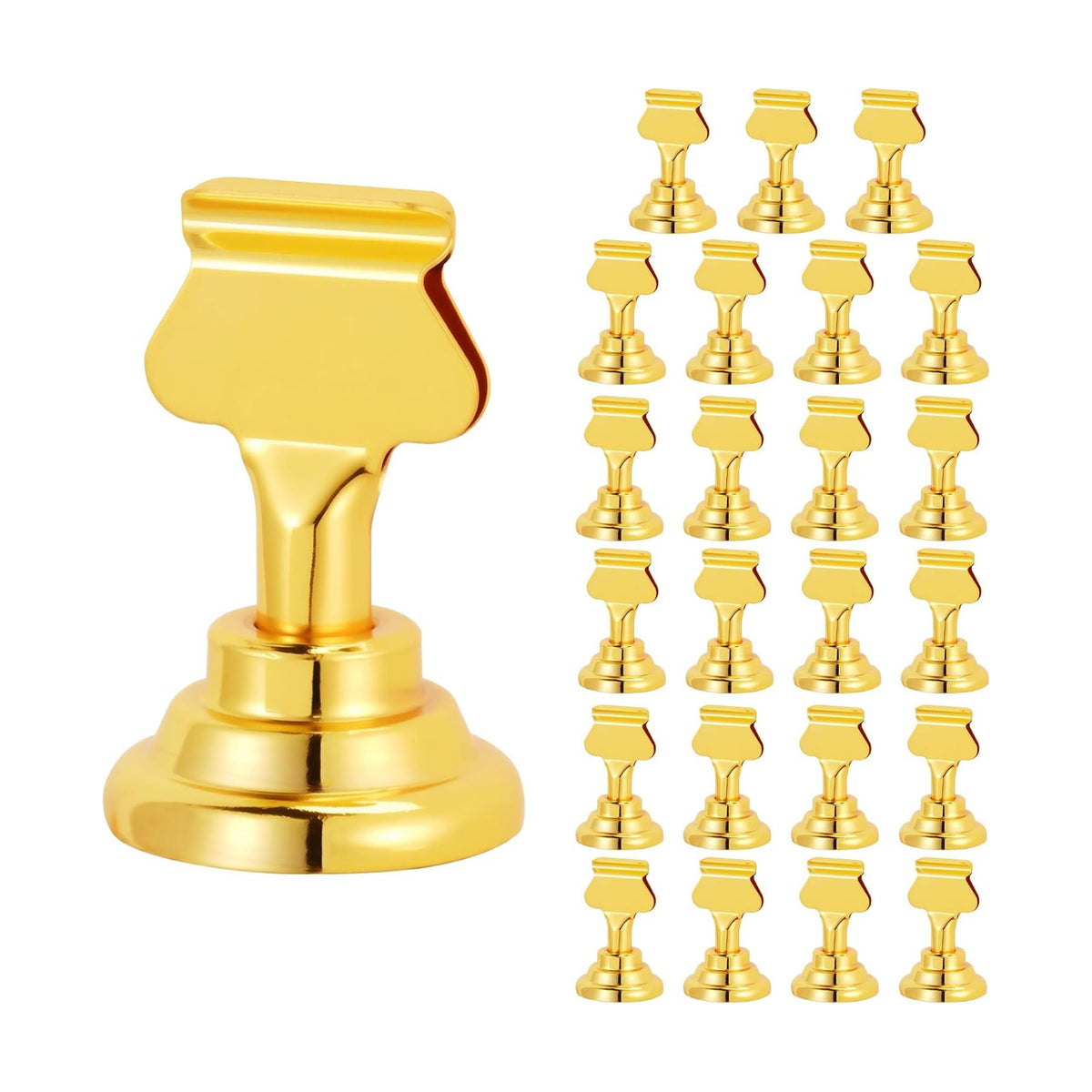 ERYTLLY 24 PK Place Card Holders 1.7 inches Table Card Holder Steel Card Holders for Weddings,Birthdays,Photos, Memo Notes, Restaurants (Gold 24PK)