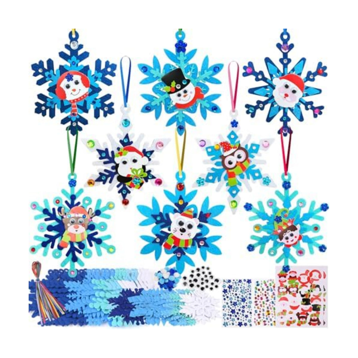 Ruicnte 24 Set Snowflake Ornament Crafts Bulk for Christmas Winter Activity