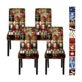 Nutcracker Chair Covers Set of 4, Stretchable Dining Chair Slipcovers with Christmas Ornaments for Christmas Holiday Decor