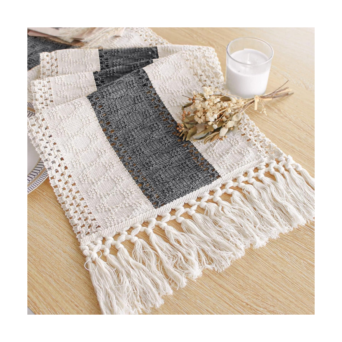 FEXIA Farmhouse Table Runner for Home Decor 12x48 Grey Fall Home Decor