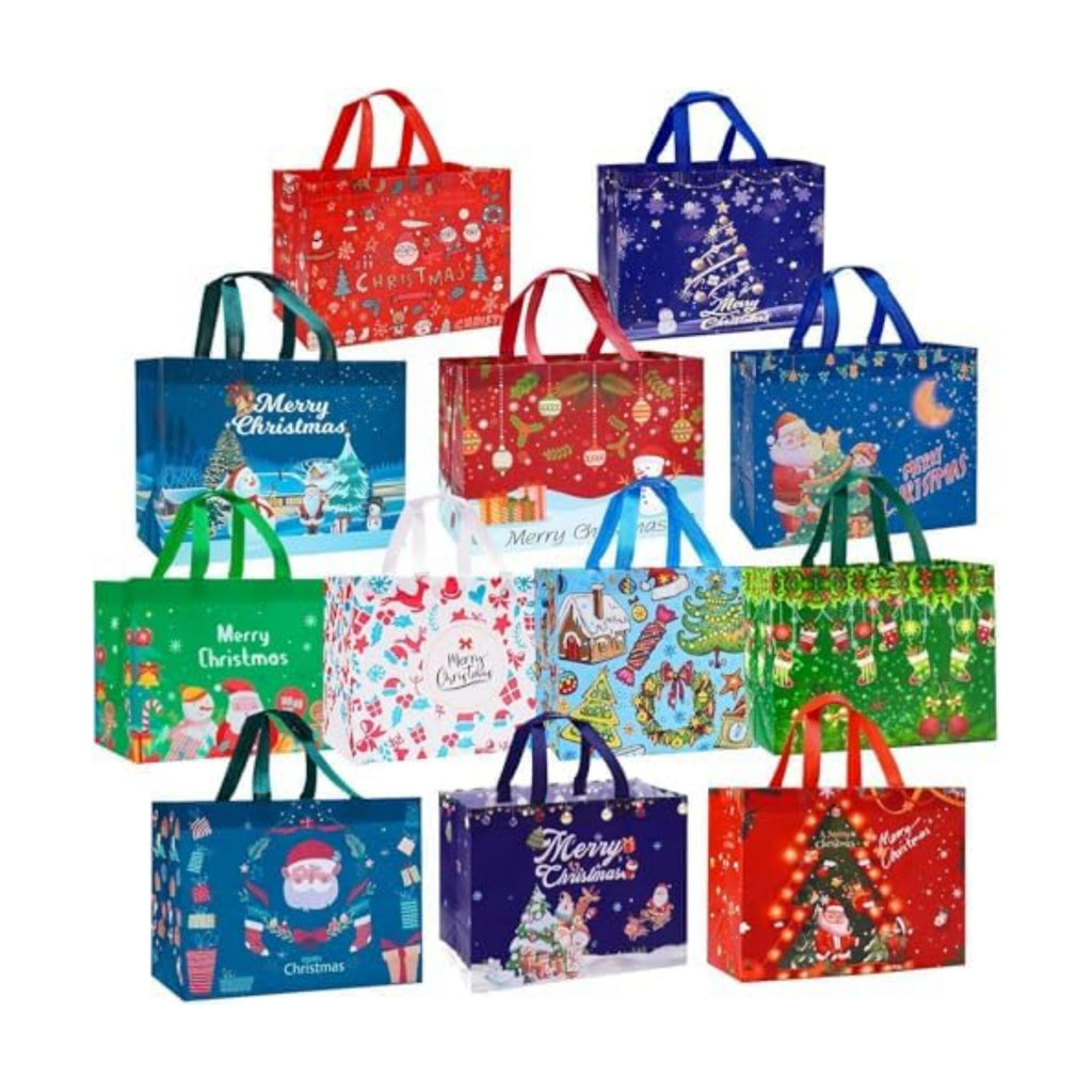 Heetobcos 36 Pack Christmas Gift Bags 13” Large Reusable Tote Bags