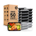 38 oz 50 Pack Meal Prep Containers Reusable, Disposable To Go Food Containers with Lids BPA Free, Plastic Food Storage Containers Microwave/Dishwasher/Freezer Safe Take Out Containers for Leftovers