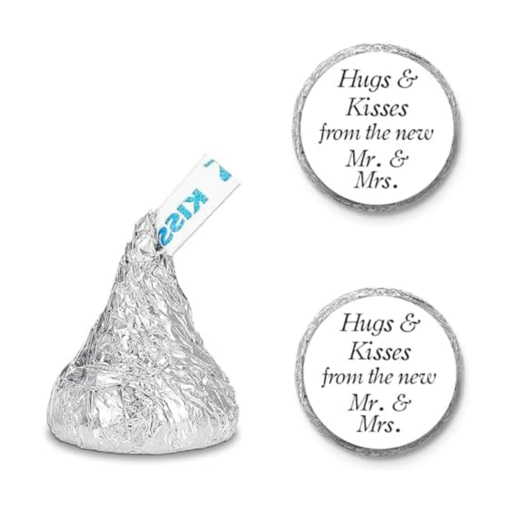 540 Pcs Wedding Party Favor Stickers - Hugs & Kisses from New Mr & Mrs Chocolate Drops Labels for Wedding, Bridal Shower Party Decorations
