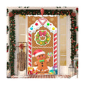 Christmas Door Cover Gingerbread Man Decoration Xmas Large Photography Background Banner Porch Sign for Winter Ginger Bread House Indoor Outside Front Door Banner Farmhouse Party Supplies 6 x 3 Feet