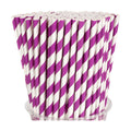 100 Packs Purple Biodegradable Striped Paper Straws, Disposable Drinking Straws for Birthday Carnival Summer Pool Party Wedding Baby Shower Halloween Christmas Party Decoration Supplies