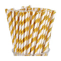 100 Packs Gold Biodegradable Striped Paper Straws, Disposable Drinking Straws for Birthday Carnival Summer Pool Party Wedding Baby Shower Halloween Christmas Party Decoration Supplies