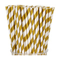 100 Packs Brown Biodegradable Striped Paper Straws, Disposable Drinking Straws for Birthday Carnival Summer Pool Party Wedding Baby Shower Halloween Christmas Party Decoration Supplies