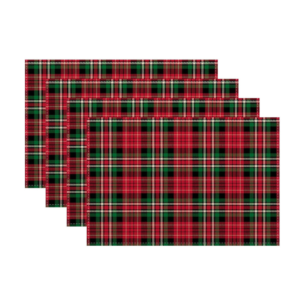 Christmas Place mats Set of 4, 12x18 Inches Red Green Plaid Decorative Placemats Rectangle Winter Table Mats for Party Home Kitchen Dining Table Decoration