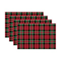 Christmas Place mats Set of 4, 12x18 Inches Red Green Plaid Decorative Placemats Rectangle Winter Table Mats for Party Home Kitchen Dining Table Decoration