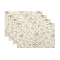 Christmas Place mats Set of 4, 12x18 Inches Gold Gray Snowflake Decorative Placemats Rectangle Winter Table Mats for Party Home Kitchen Dining Table Decoration