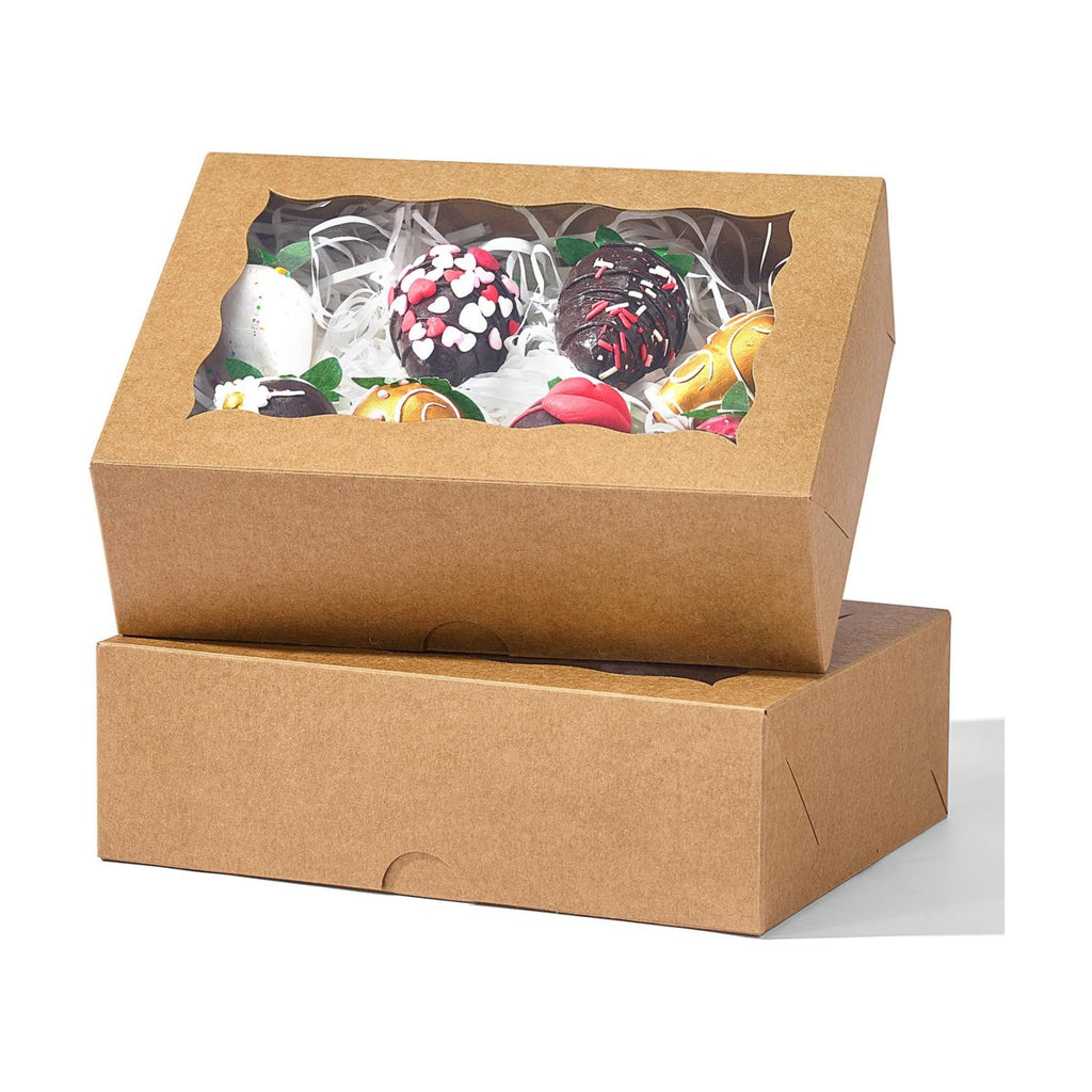 8PCS Brown Bakery Boxes with Window, 8x6x2.5 Inch Gift-Ready Pastry Box for Chocolate Strawberries, Macarons, Donuts, Truffles, Ores, Cookies, Donuts, Perfect for Different Holiday Celebrate