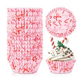 FYSUIMU 300Pcs Christmas Cupcake Liners Xmas Pink Bow Candy Paper Baking Cups Standard Muffin Cupcake Wrappers for Winter Holiday Birthday Wedding Party Supplies Table Decor