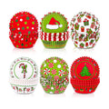 FYSUIMU 300Pcs Christmas Cupcake Liners Funny Cartoon Character Paper Baking Cups Xmas Red Green Standard Muffin Cupcake Wrappers for Holiday Party Supplies Table Decor