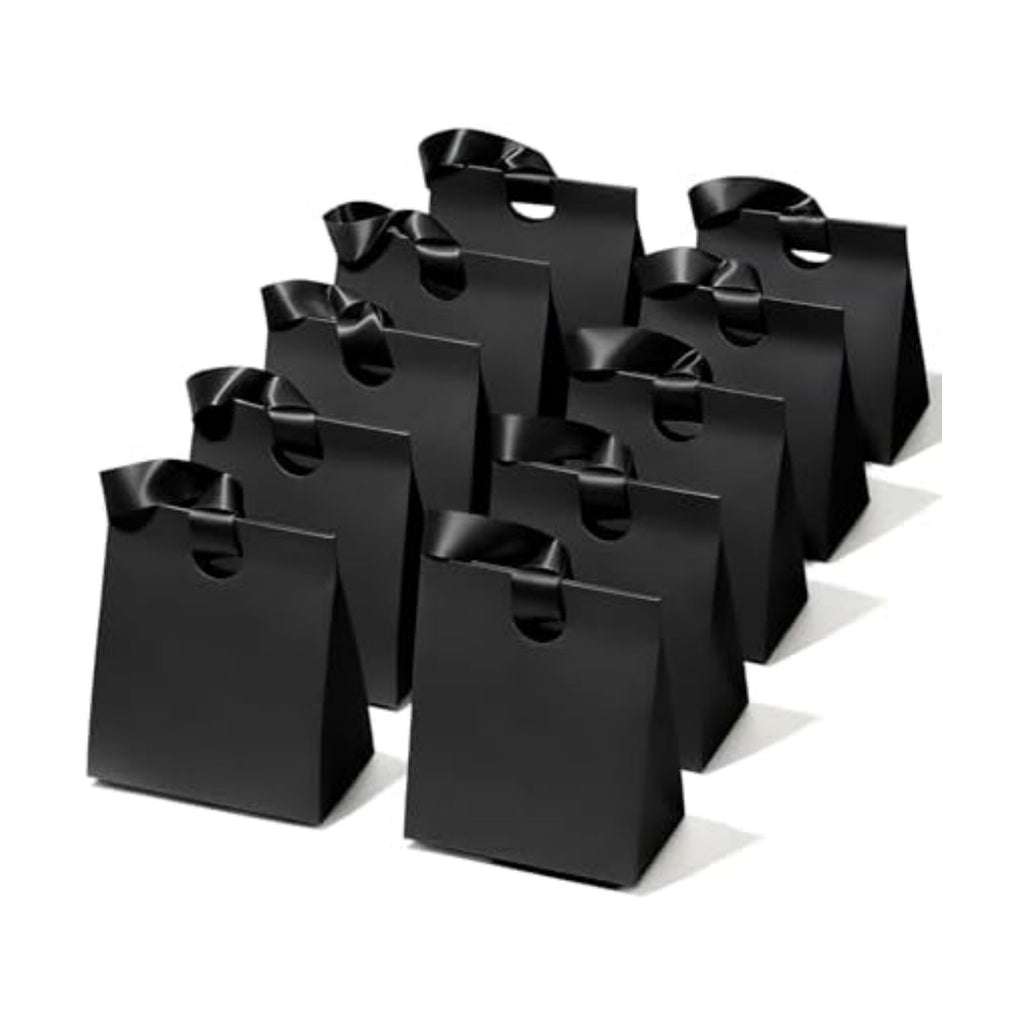 Vitalizart Paper Gift Bags With Ribbon Handles Small Black Bulk Pack