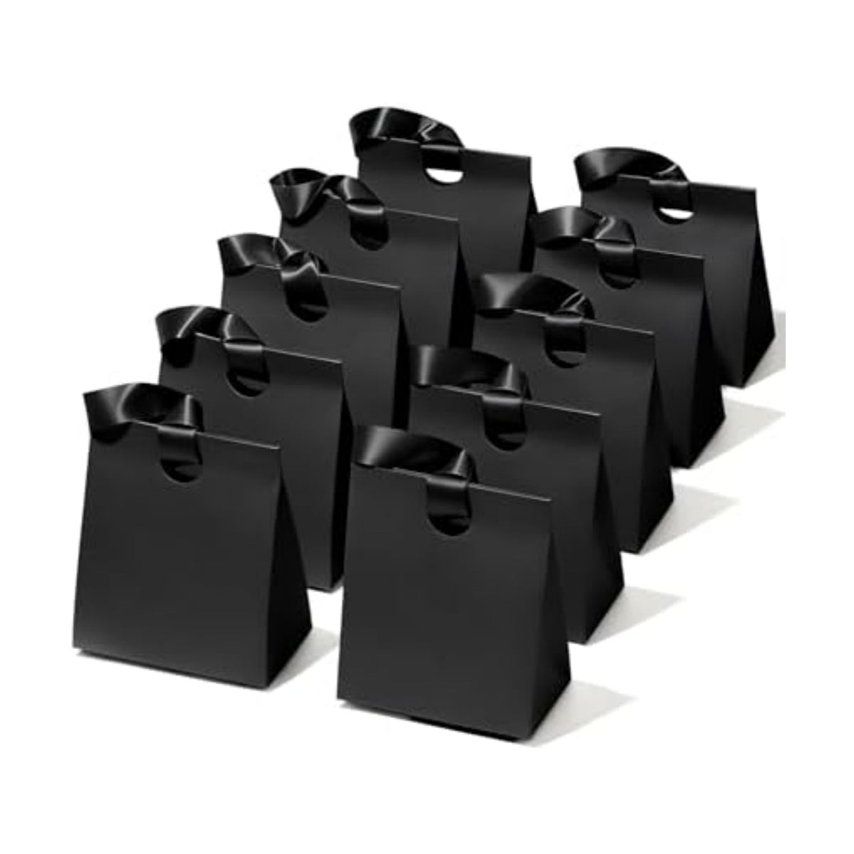 Vitalizart Paper Gift Bags With Ribbon Handles Small Black Bulk Pack