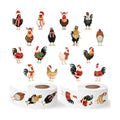 Eartim Christmas Chicken Sticker Rolls Cartoon Santa Hat Rooster Stickers