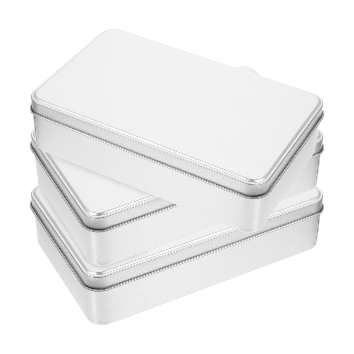 Homoyoyo 3pcs Metal Tins with Lid Rectangular Cookie Storage Boxes for Treats for Travel Organizing Items Versatile Metal Containers Sleek Design Silver