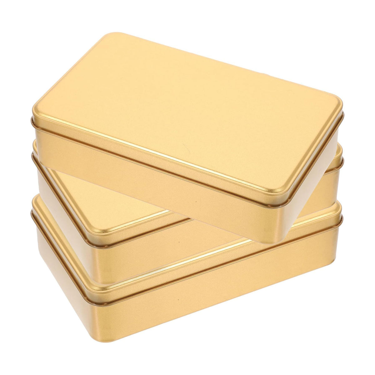 Homoyoyo 3pcs Metal Tins with Lid Rectangular Cookie Storage Boxes for Treats for Travel Organizing Items Versatile Metal Containers Sleek Design Golden