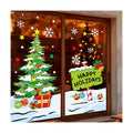 Whaline 6 Sheets Christmas Window Clings Xmas Tree Signpost Snowflake Window Decal Reusable Anti-Collision Windows Decor for Winter Home School Office Holidays Party Supplies