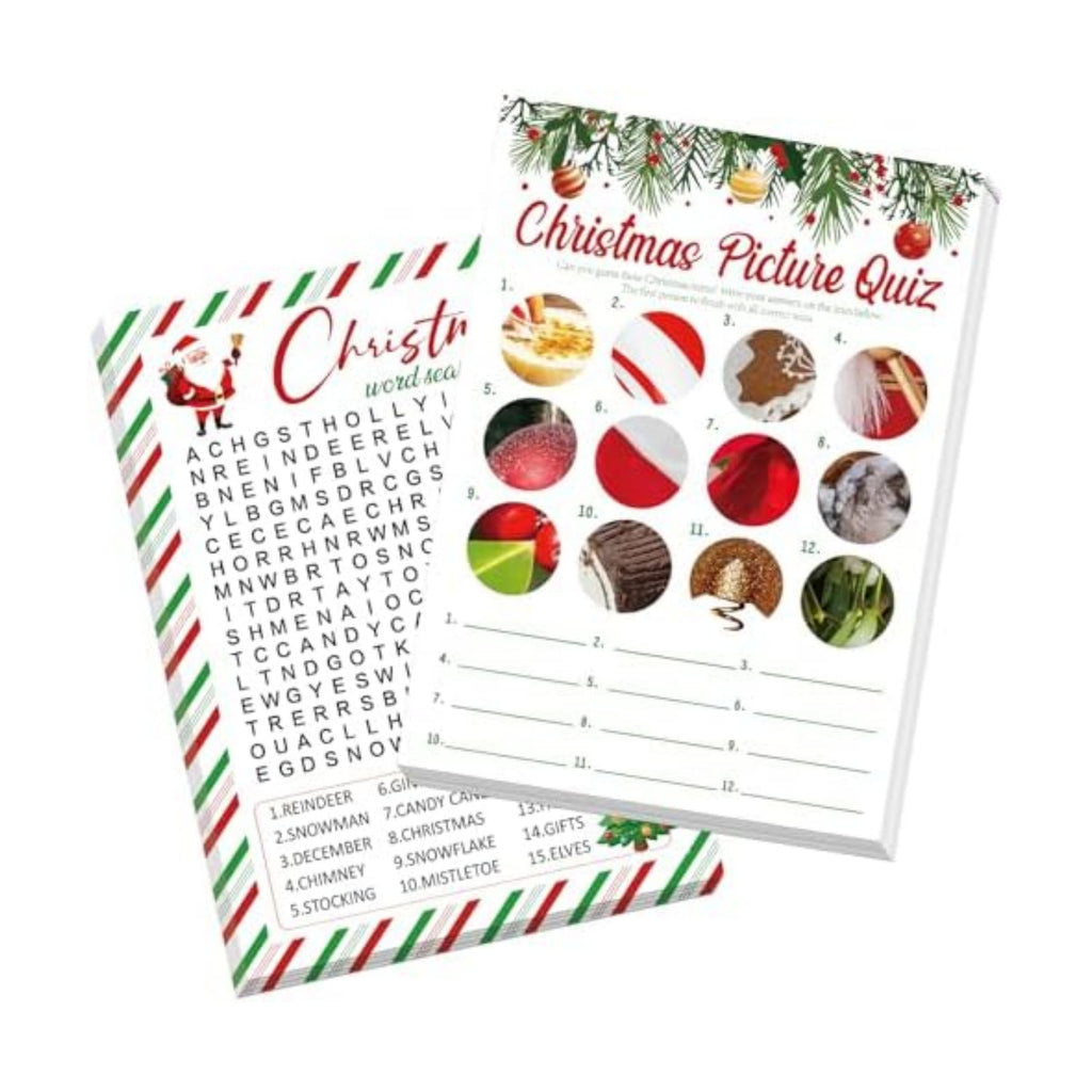 COCHIE 30 Players Christmas Party Games for Adults Family Office Large Groups, Xmas Parties Picture Quiz Game, Riddle Game, Christmas Word Search Games with Answer Key (Xmas Search)
