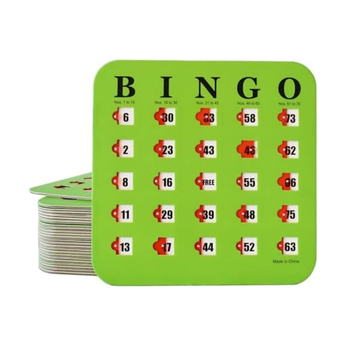 Yuanhe Bingo Cards with Sliding Windows - Reusable Travel Bingo Game Cards Bulk, 25 Pack, Green