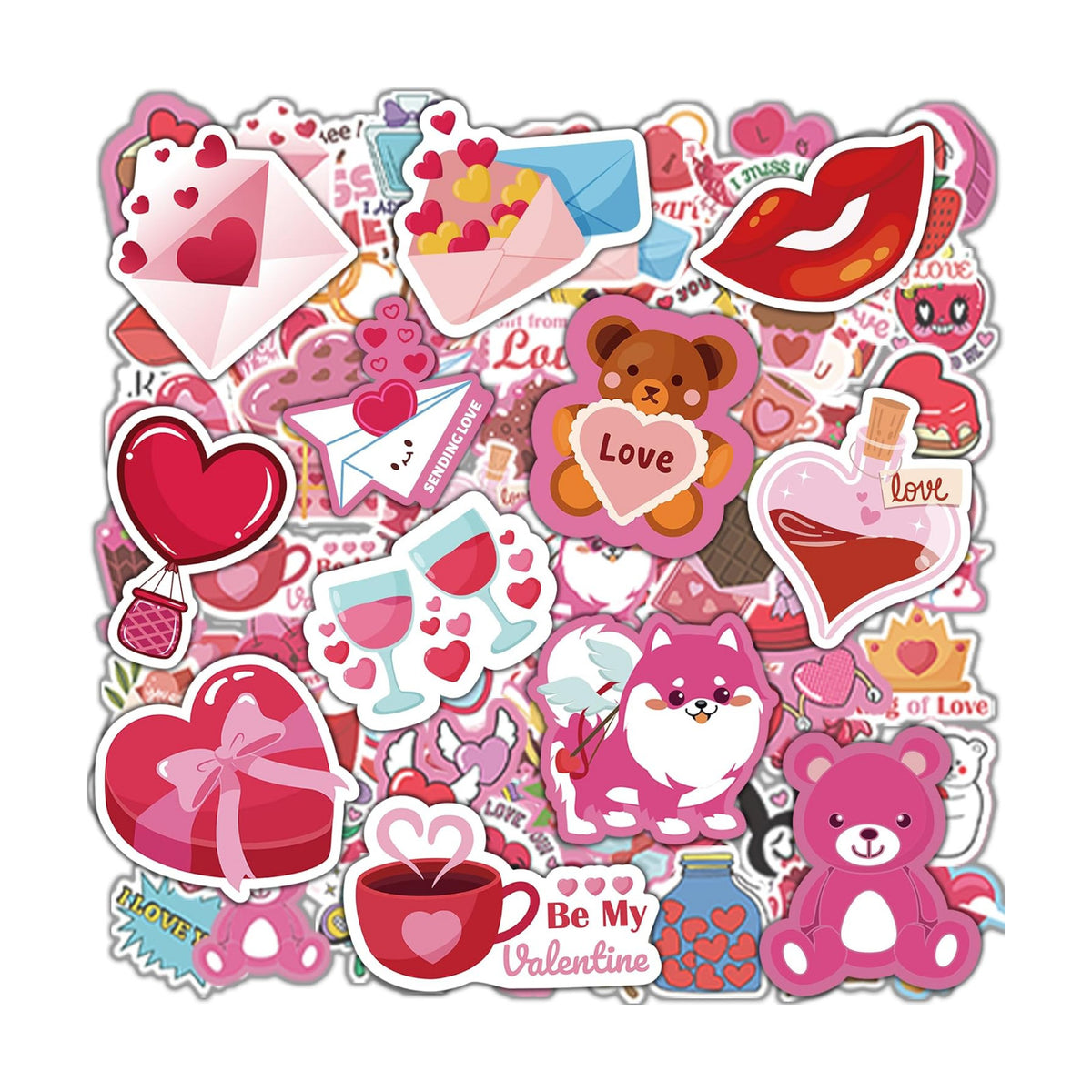 OHOME Valentines Stickers - 100 PCS Heart Stickers for Kids Classroom School - Valentines Day Crafts Gifts Treats Decor Cards Scrapbooking Decorations Supplies - Valentine's Party Favors