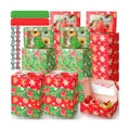 72 Set Christmas Cookie Boxes with Window 7"x4.7"x2.4" Christmas Cookie Tins Bakery Treat Box for Gift Giving Xmas Treat Container with Ribbon and Tag for Winter Xmas Party Supply (Cute)
