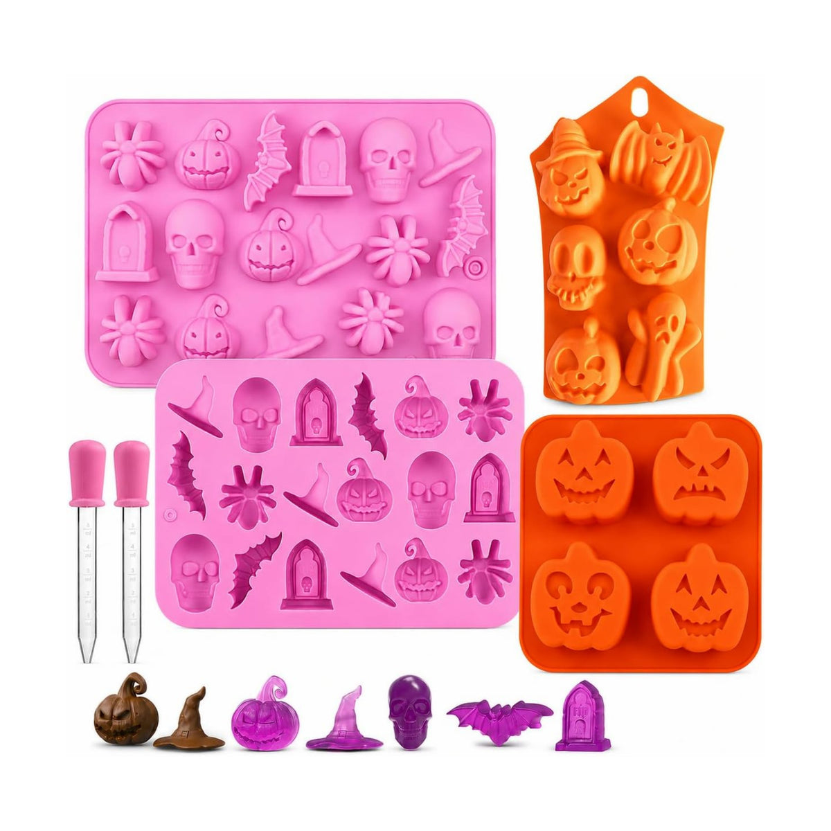 4pcs Halloween Silicone Mould 3D Chocolates Candy Gummy Molds