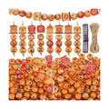 Cinnvoice 240 Pcs Holiday Wood Beads with Twine, Retro