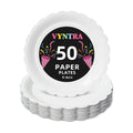 Vyntra 50 Pcs White 9 Inch Scalloped Paper Dinner Plates