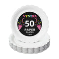 Vyntra 50 Pcs White 7 Inch Scalloped Paper Dessert Plates
